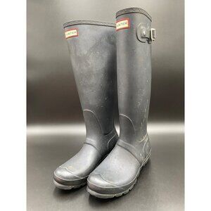Hunter Flat Black Tall Rubber Boots Women's Size 8